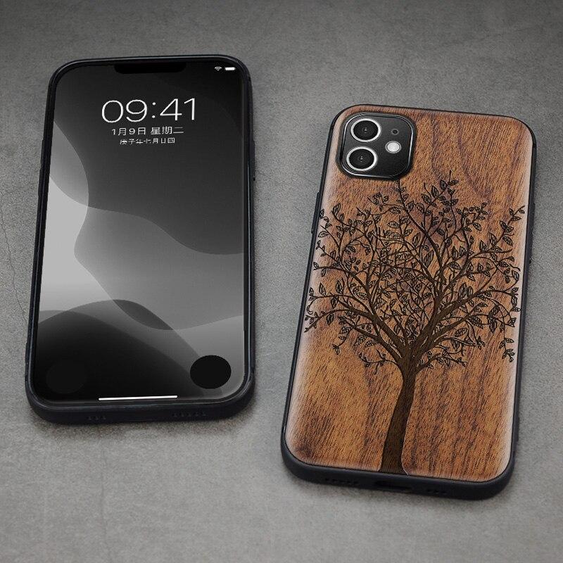 Coque En Bois De Noyer Iphone Et Pro Max Mini Cerisier En Fleur