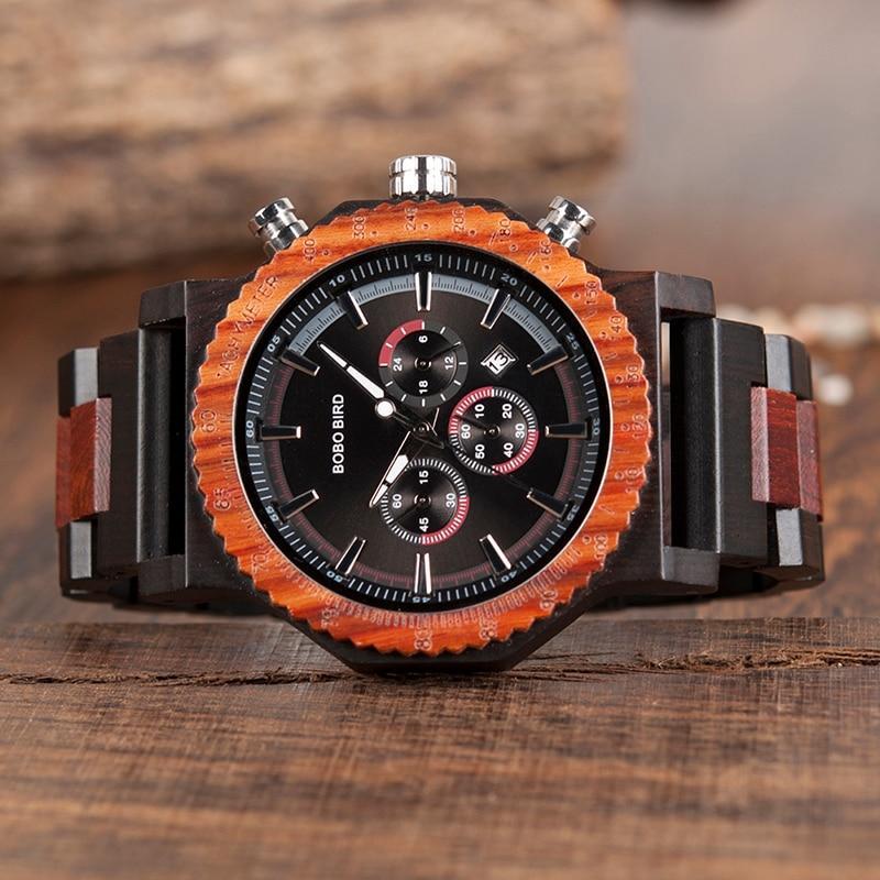 Montre Woodgrain Bois Grand Cadran – Boîtier Bois, Bracelet Cuir, Mouvement Quartz, Neuve